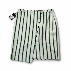Halogen White and Green Striped Pencil Skirt